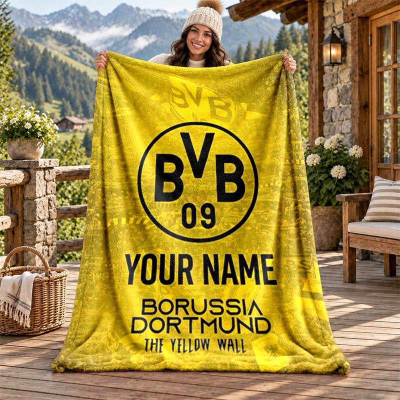 BVB Personalisierte Flanelldecke mit individuellem Namen, Weiche Warme Plüschdecke, Maßgeschneidertes Geschenk für Familie und Freunde 80cmx120cm black