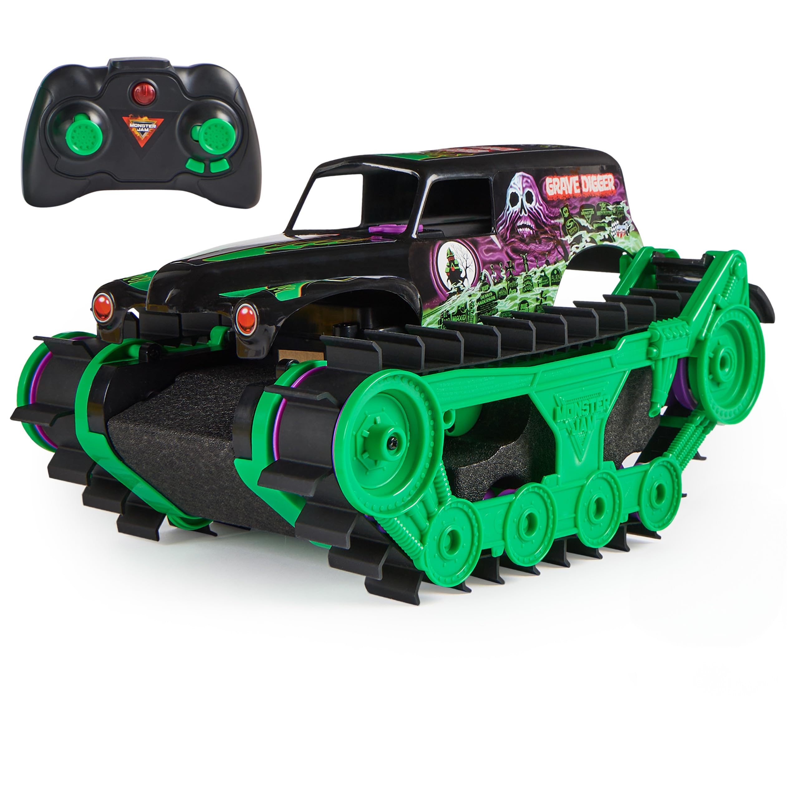 

Офіційний Monster Grave Digger Trax Дистанційне керування Дитячі іграшки для хлопчиків та дівчаток віком від 4 років, всюдихід, масштаб 115, Jam