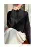 Women's Chic High-Neck Lace Trim Jacquard Knit Sweater