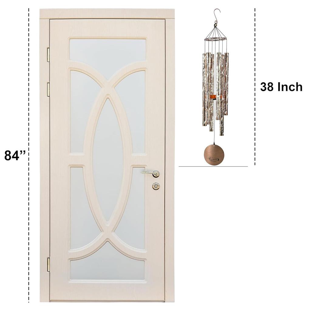 Windspiel für Balkon - Große Bronze-Windspiele – 38 Zoll mit 6 Pfeifen für Balkon, Garten, Haus & Wohnzimmer |