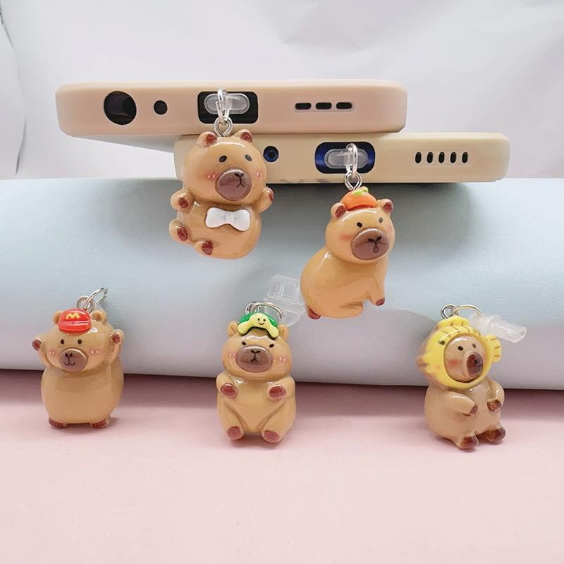 Phone Dust Plug For Iphone Type-C Micro Interface Cute Capibala Decorative Hangings Universal Dust Plug