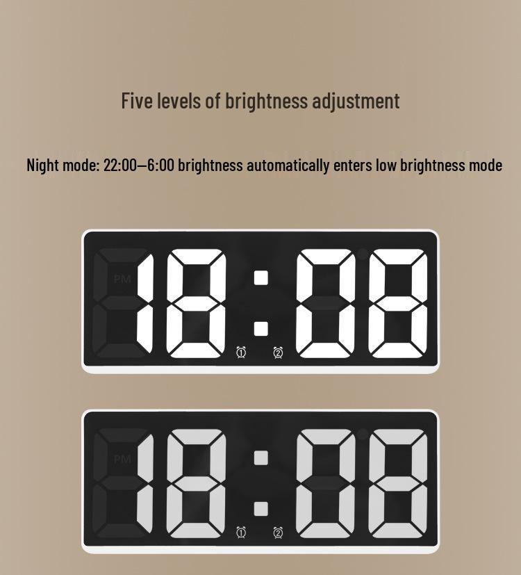 Minimalist Dual Alarm LED Clock - Large Screen Digital Bedroom Bedside Korean Style (6628)