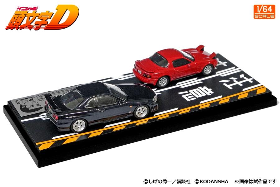 InterAllied Initial D Set Toru Suetsugu Roadster Atsuro Kawai Skyline Completed Model Modeler's 1/64 Vol. 11 (NA6CE) & (ER34) (MD64211)