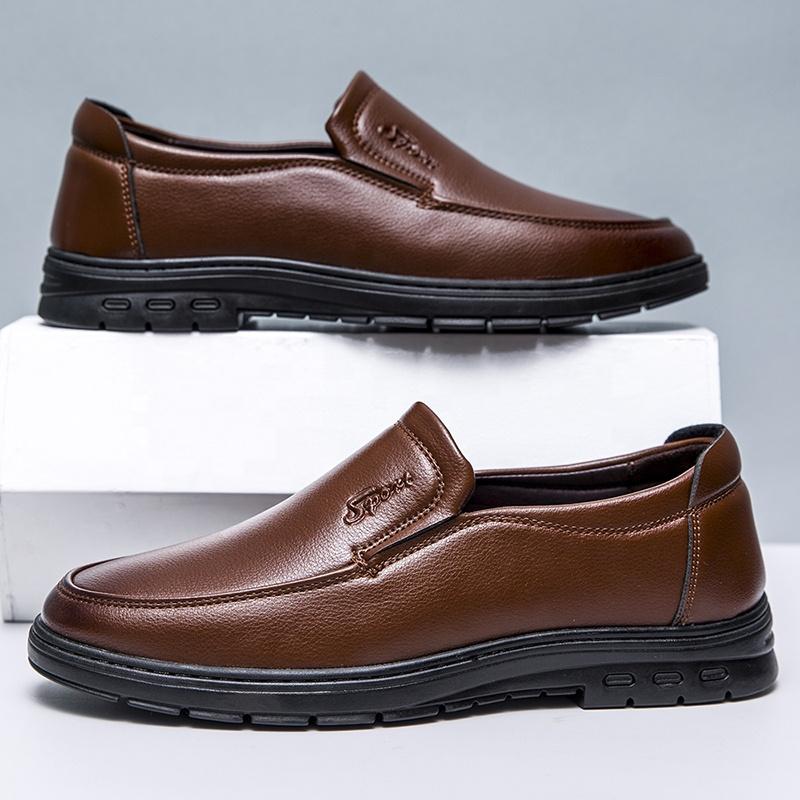 Men's leather shoes soft sole breathable black brown casual leather shoes dress shoes
