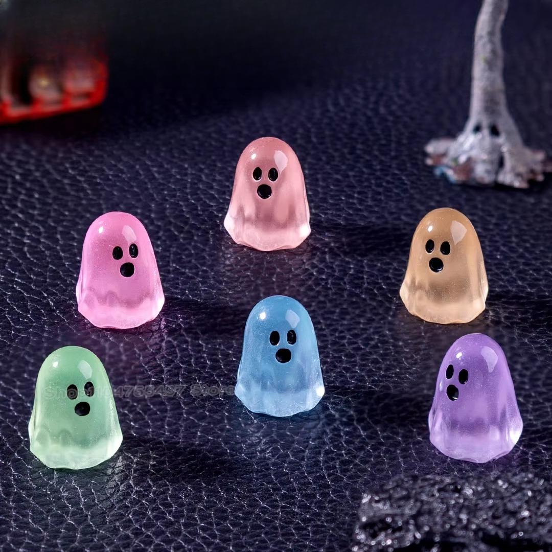 

6/12/24 шт. Светящиеся фигурки призраков, светящиеся ночью, фигурки, миниатюры для мини-микроландшафта, украшение на Хэллоуин, подарки 1PC