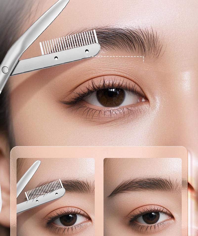 1Pcs Eyebrow Trimming Scissors with Combs Eyebrow Trimmer Kit Stainless Steel Grooming Eyebrow Shaping Scissors Tools
