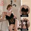 Sexy pajamas women's French spring and autumn models, high-end lace free suspender one-piece underwear bunny girl set