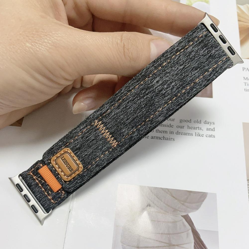 Denim Canvas Strap for Apple Watch Band 45mm 41mm 44 40mm Ultra 49mm Nylon Bracelet 11/10 46mm 42mm iWatch Series 9 8 7 6 5 4 SE