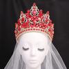 Beauty Pageant Inlaid Crystal Bridal Large Crown Tiara Baroque Alloy Electroplated Wedding Catwalk Crown