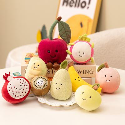 Série Fruta Simulada Fofa Maçã Banana Cereja Fruta do Dragão Pingente de Boneca Brinquedo de Pelúcia Chaveiro para Mochila