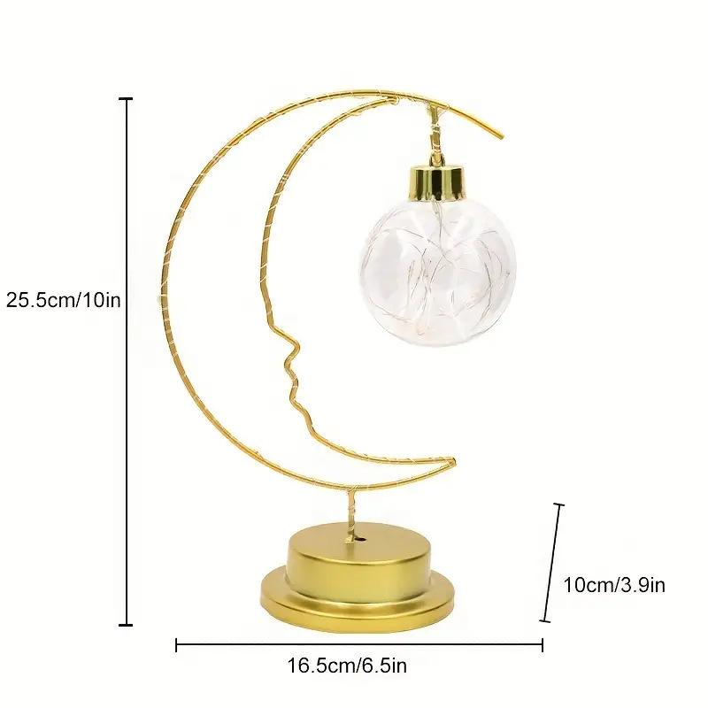 LED Iron Moon Night Light Star Light Bedroom Table Light Navidad Christmas Decorations 2025 Room Decor Atmosphere Table Lamp