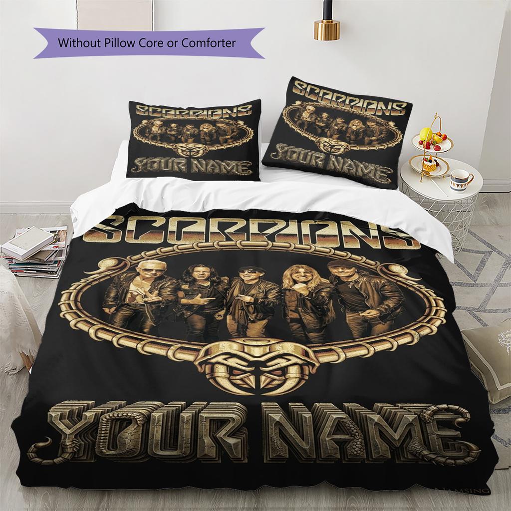 Name Custom Scorpions Pattern Bedding Set Quilt Cover Pillowcase Home Decor Gift (1 * Duvet Cover + 2 * Pillowcase, Without Core)