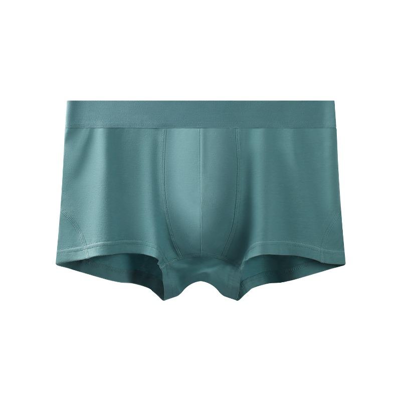 Men Loose Solid Color Cotton Mid Waist Antibacterial Breathable Boxer Briefs