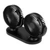 USB Dual Head Car Fan Portable Air Conditioner Auto Cooler Ventilation 12V Black