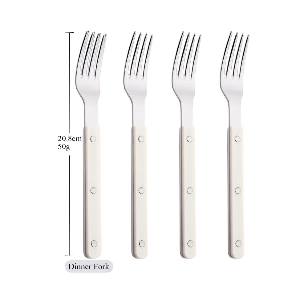 Beige Silver 4/16Pcs Dinnerware Acrylic Handle Knife Fork Spoon Set Stainless Steels Cutlery Set Western Dinner Kitchen Flatware