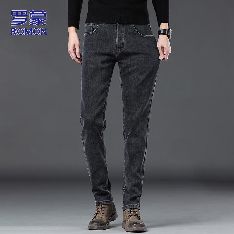 ROMON Men's Straight Slim-fit Casual Jeans
