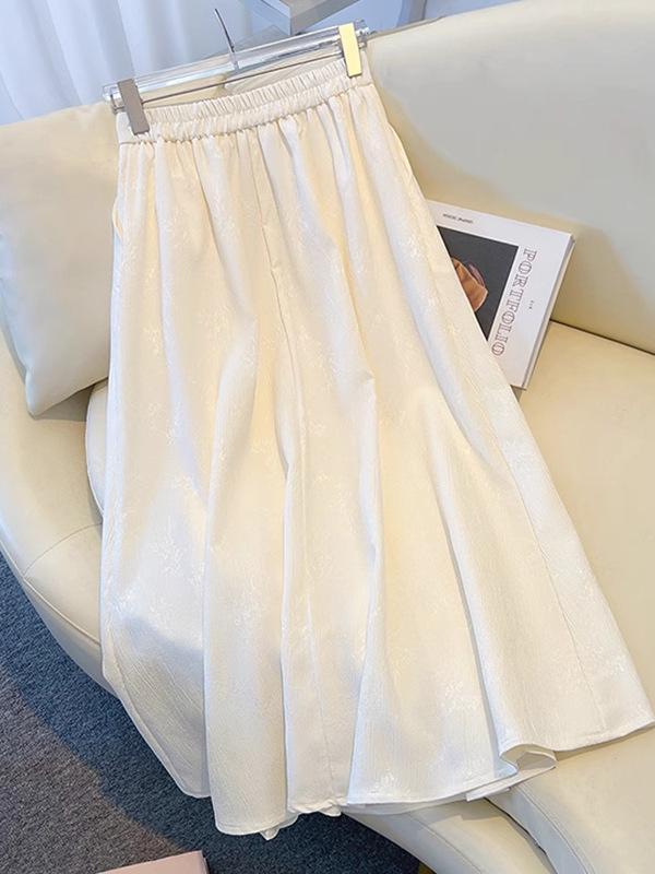 Summer Clearance: Women's Chinese Style High-Waisted Jacquard Midi Skirt - Slimming A-Line Pleated Design