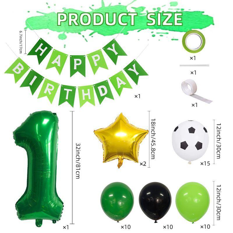 Fußball-Thema Geburtstag Zahl Aluminiumfolien-Ballonset für Kindergeburtstagsparty Dekorationen