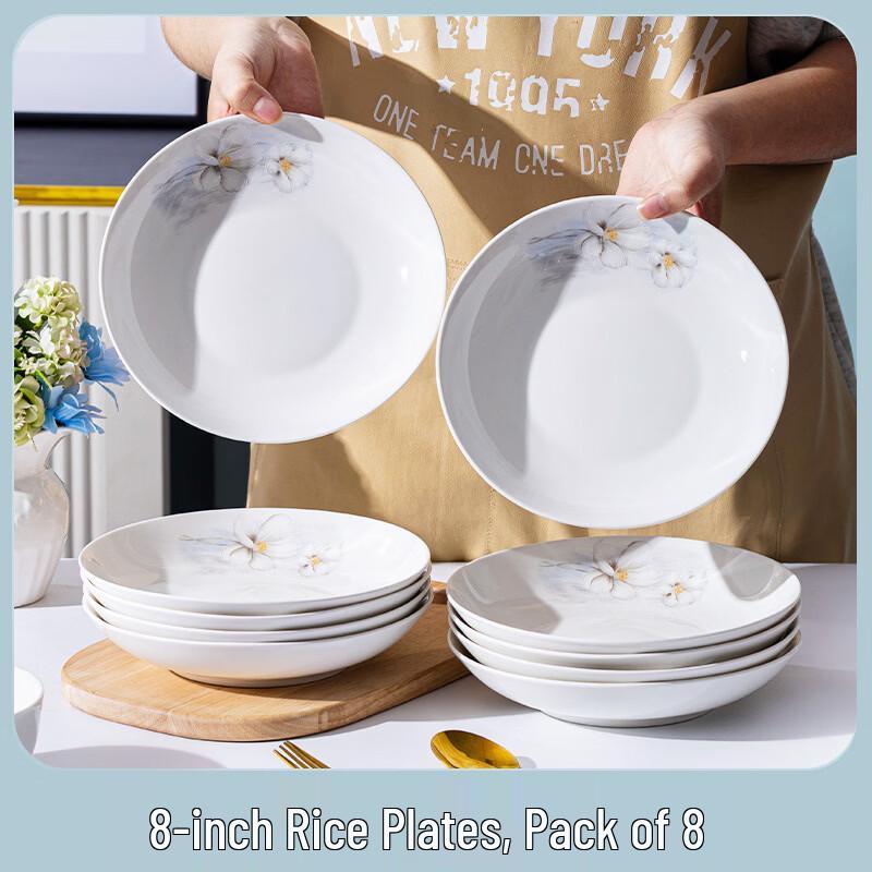 OIMG White Orchid Ceramic Dinnerware Collection