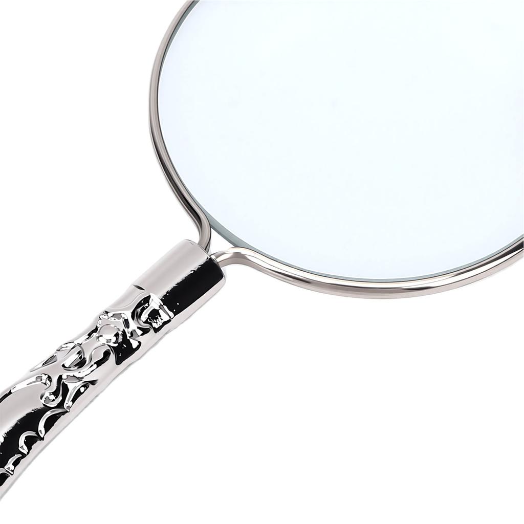 5X Handheld Magnifying Glass 45mm Glass Lens Metal Frame Vintage Handheld Magnifier for Reading Inspection Silver