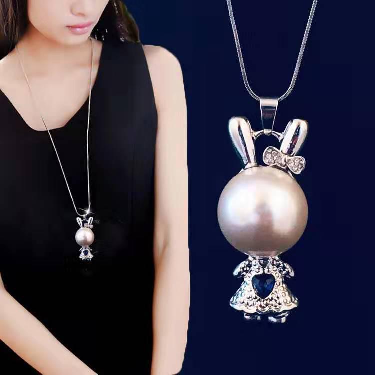 Herbst/Winter Engel Mädchen Blume Pullover Kettenhalskette: Koreanische Mode Persönlichkeit mit Pfauendesign für Frauen