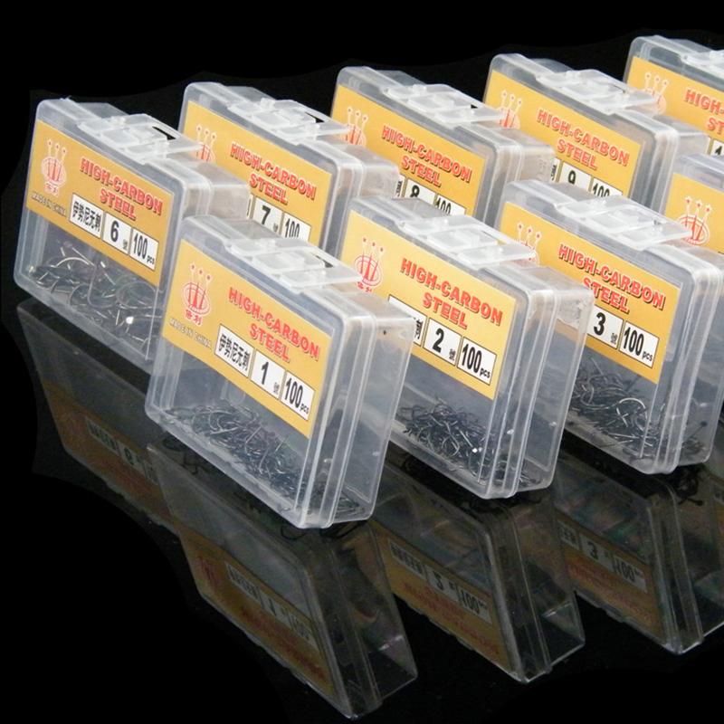 100 Stück verpackt Iseini Haken Widerhakenlos Kohlenstoffstahl Schwarz Karpfenangeln Wildangeln Langer Schenkel Schwarz Karpfenangeln Zubehör