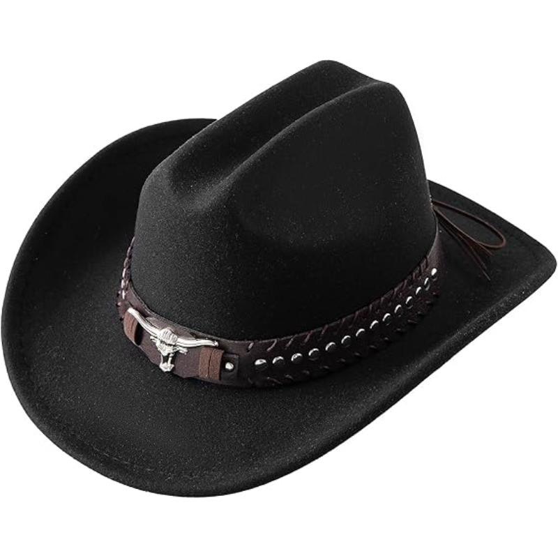 

JYL TS DIY Double Track Cowboy Hat Unisex Wide Brim Western Soft Hat black_M(56-58cm） древесный уголь