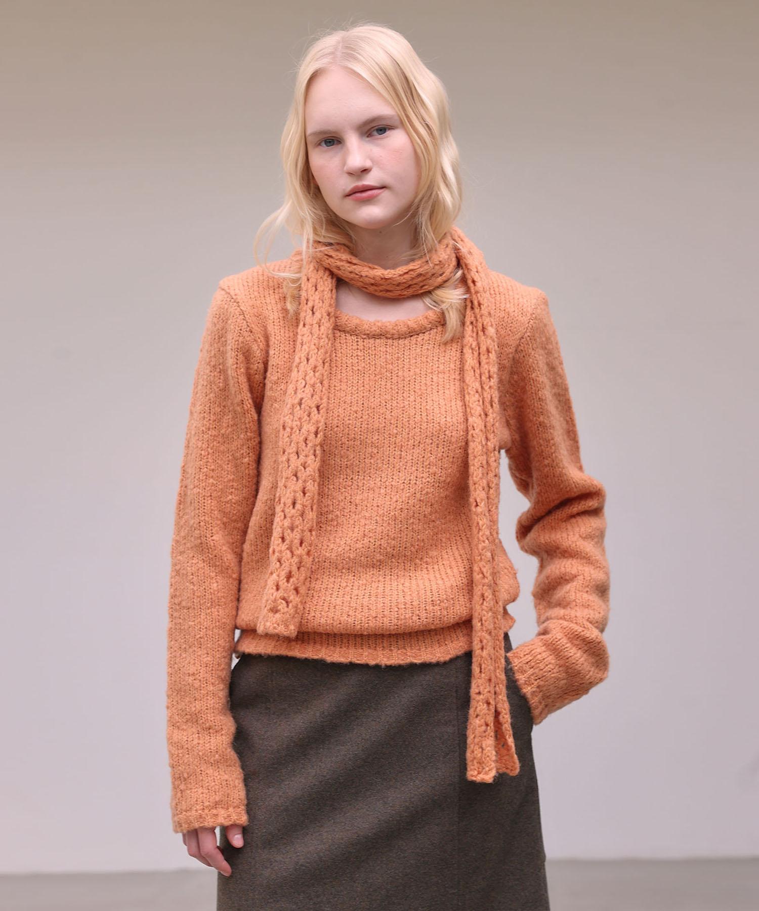Auro Muffler Wool Knit [ Orange ]