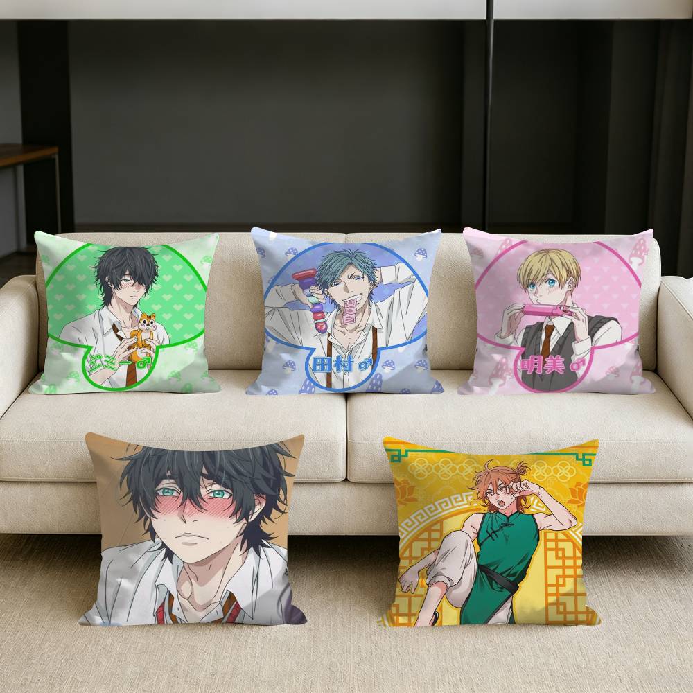 YURI BL Anime YYarichin BClub Square Sofa Pillow Cover Solid Color Living Room Home Decor Cushion Case