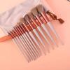 Custom Private Label Green 13-Piece Professional Face Makeup Brush Set with Angular Blush and Soft Bristles