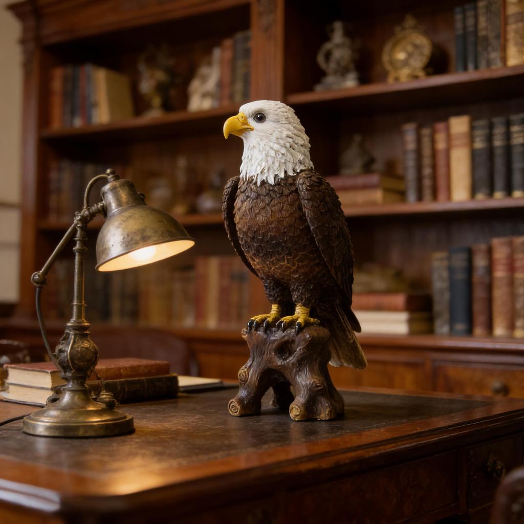 Bald Eagle Resin Statue - American Luxury Decor for Living Room, Entryway, or Garden