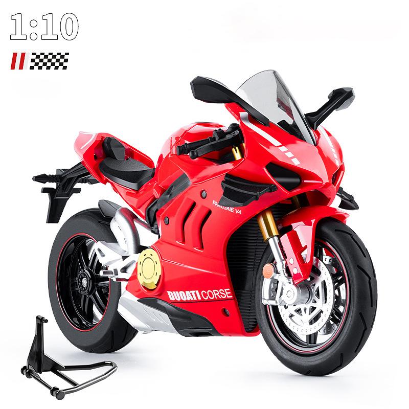 1:10  S1000RR H2R V4S Alloy Die Cast Motorcycle Model Vehicle Collection Sound and Light Off Road Autocycle Toys Car