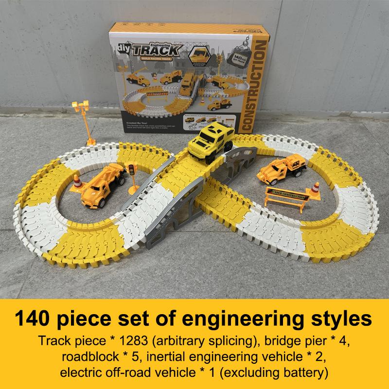 135-141Pcs Children Electric Track Toy Car Engineering Car Kids Educational Toys Track Car Train Toys For Children Birthday Gift