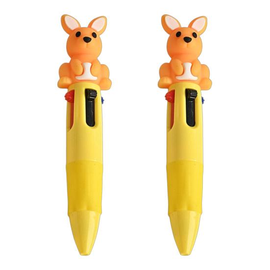 2 ks kuličkového pera Mini 4v1 Vícebarevné pero s roztomilými 3D panenkami Dekorace Hladké psaní Bezstresové Přenosné pero pro psaní deníku Poznámky