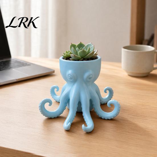 Octopus Shaped Flowerpot 3D Printed Vase, Flowerpot, Creative Planter Pot, Garden Decoration Funny Animal Statue for Indoor Outdoor Plants Decorations
