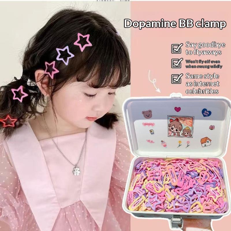 Star Hair Clips Y2K Sweet Dopamine Candy Shade Hollow Barrettes 9 Pack No-damage Hair Accessories for Prom Wear