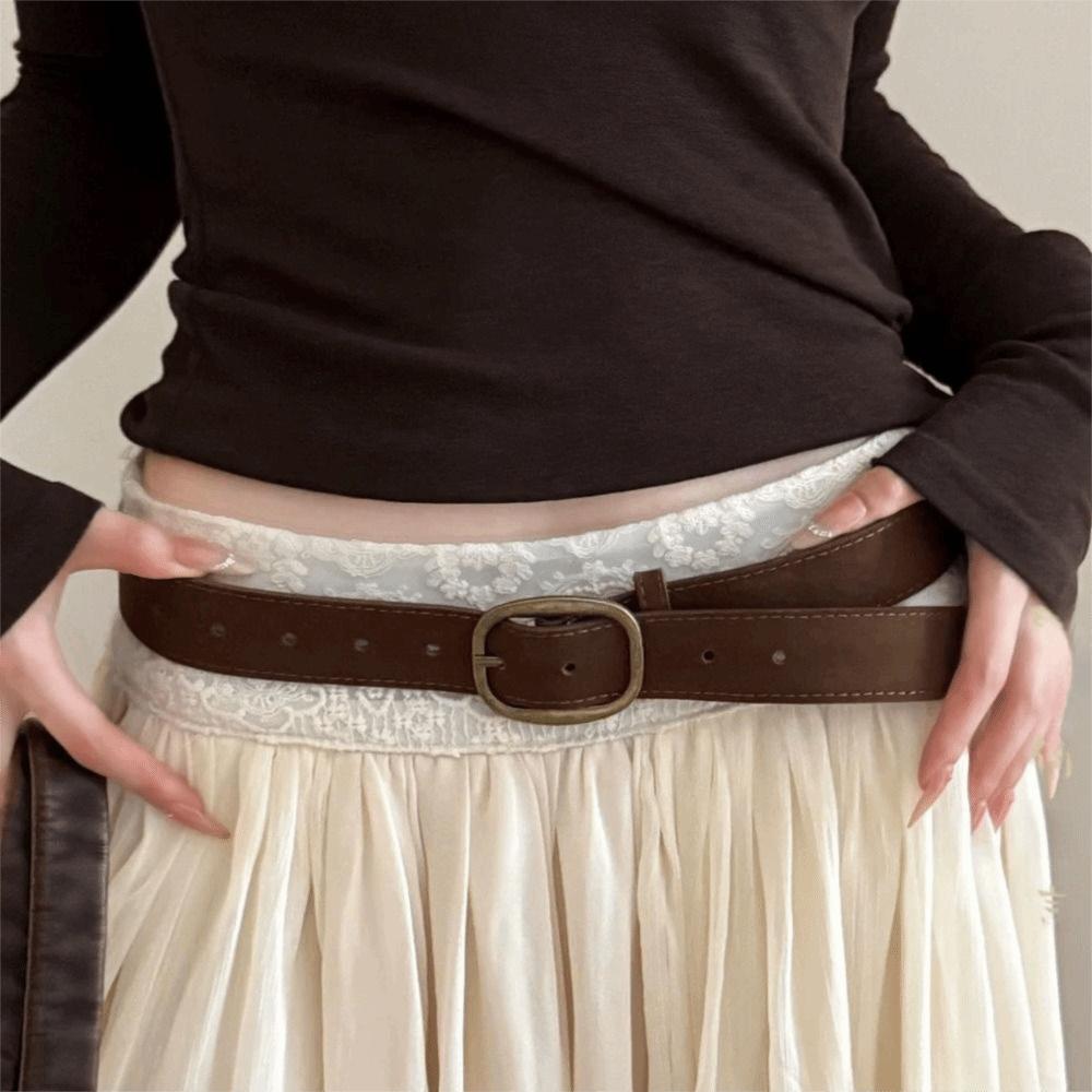 Modische Dornschließe Wildleder Leder Gürtel Lässiges Luxus Design Business Taillengürtel Retro Hüftband Für Damen