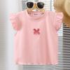 Toddler Flying Sleeve Top Summer Cotton Bow T-Shirts Casual Crewneck Vest Tops Basic Blouse Girls Clothes