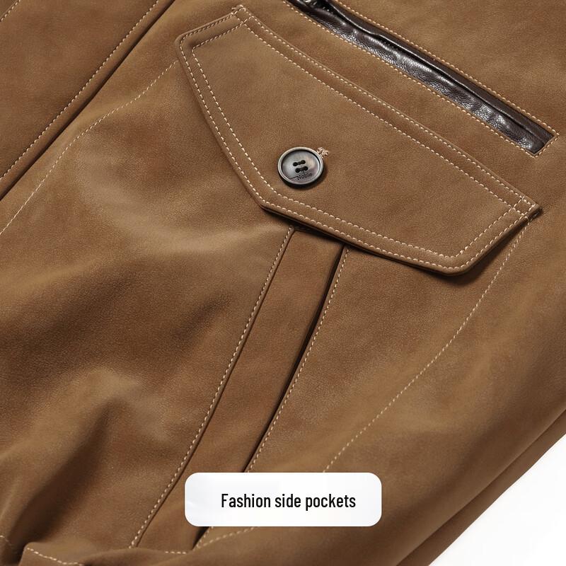 Futing Men's Retro Windproof PU Leather Jacket