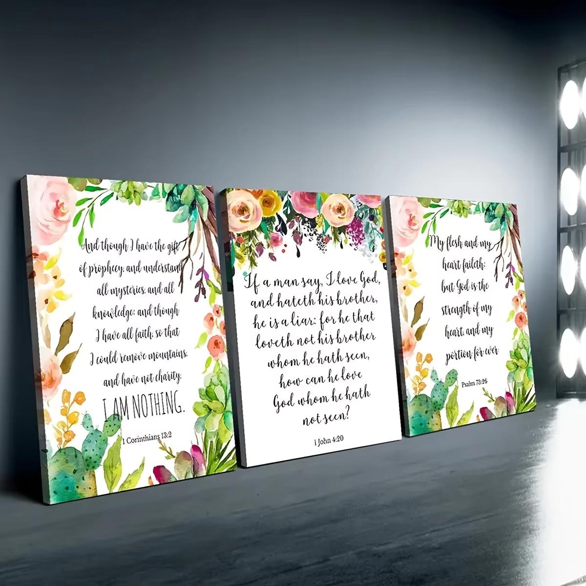 

3pcs Inspirational Christian Canvas Art Posters - Frameless Wall Decor for Bedroom, Office, Living Room, Cafe, Bar, Home & Dorm (as the picture,20x30cm-3pcs)