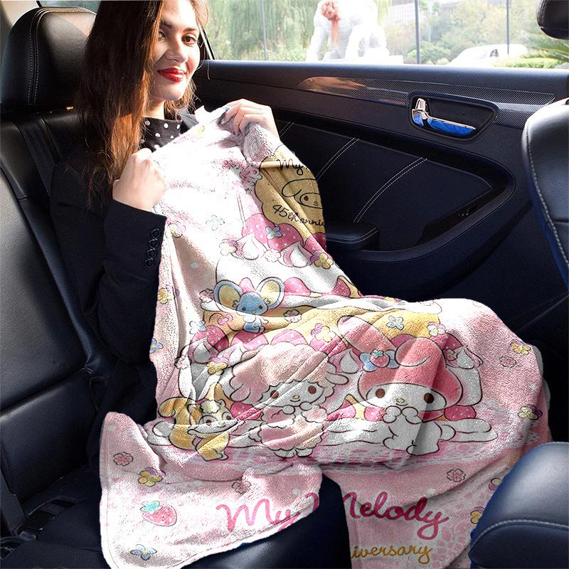 1pc My Melody's 45th Anniversary Celebration Cartoon Blanket, Soft and Cozy Throw for Home Decor, Perfect Gift for Family and Friend, Living Room, Tra