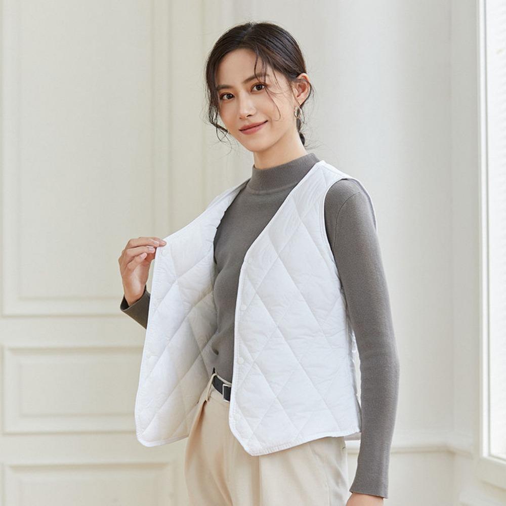 Autumn/Winter Down-Filled Cotton Waistcoat Liner Women's Lightweight Warm Inner Vest Form-Fitting Slimming Underwear Waistcoat
