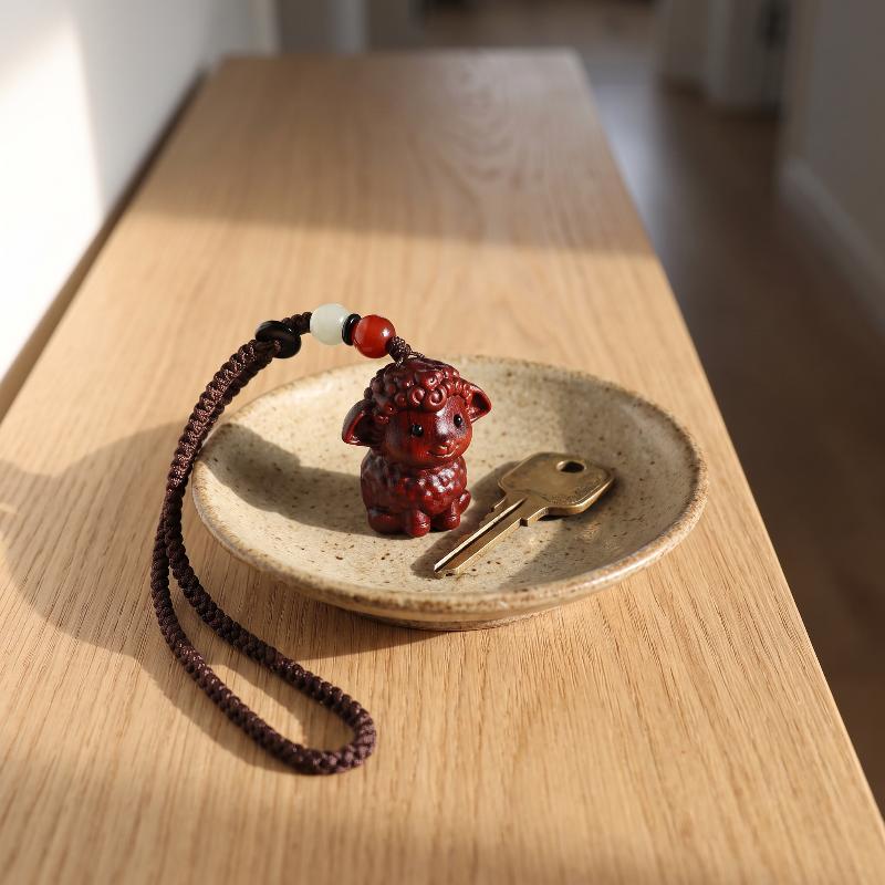 Cute Sheep Goat Shape Charm Diy Making Accessories Jewelry Findings Keychain Components Wood Car Keyring Sandalwood Keychains
