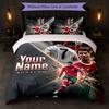 Set Biancheria da Letto Personalizzato Cristiano Ronaldo con Nome Testo 1 Copripiumino+2 Federe Logo Calcio Regalo Personalizzato per Occasione Speciale Arredamento Camera da Letto