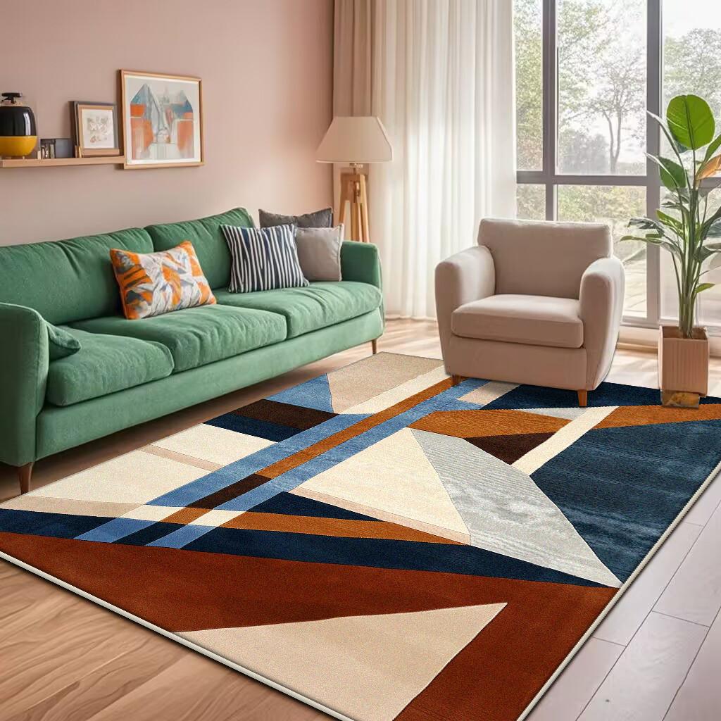 Modern Geometric Large Rugs for Living Room Decoration Nordic Style Home Carpet Light Luxury Bedroom Rug Non-slip Washable Mat