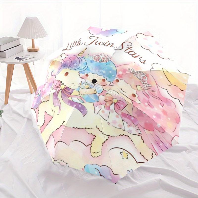 

1pc Little twin stars Fully Automatic Folding Portable Umbrella, 8 Iron Frames, Three-Fold Design, Suitable for All Seasons, Suitable for Outdoor Use.