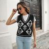 GMXIA Women's Fashion Casual Halloween Printing Autumn Winter Sleeveless V-Neck Knitted Vests