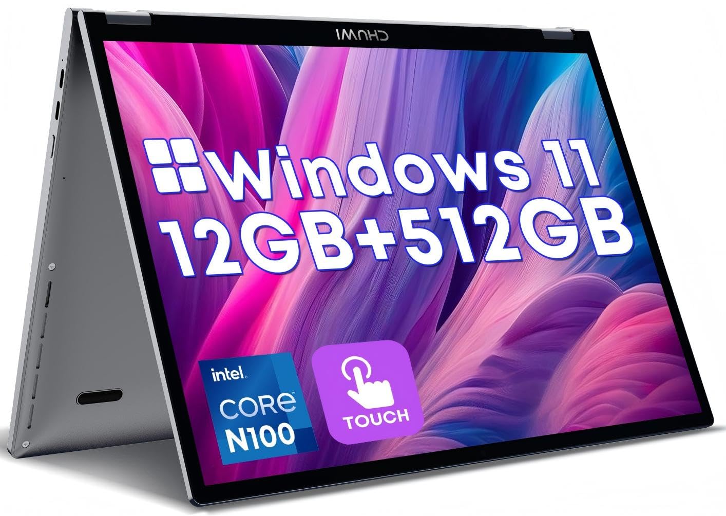 

CHUWI MiniBook X Windows Celeron 12GB RAM 512GB ROM SSD Розширення IPS До Легкий і Бездротовий LAN Комплект 2-в-1 Ноутбук, 11, N100, 10.51-дюймовий, + +