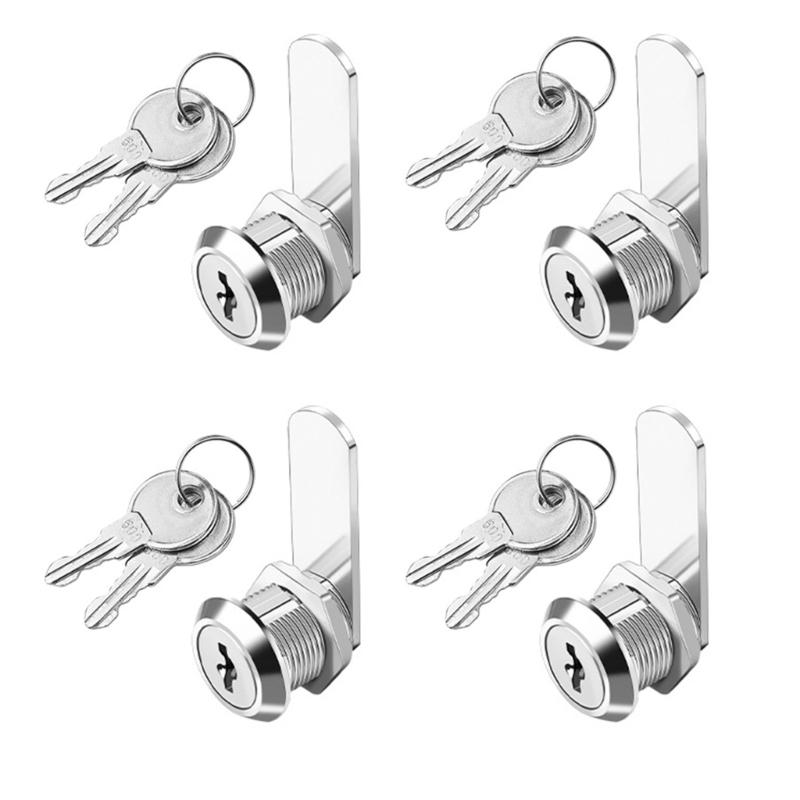 

4 set Mailbox Lock Metal Lever Lock Cylinder Cams Lock with Key Simple Installation for Secure Cabinet & Desk Drawer Use