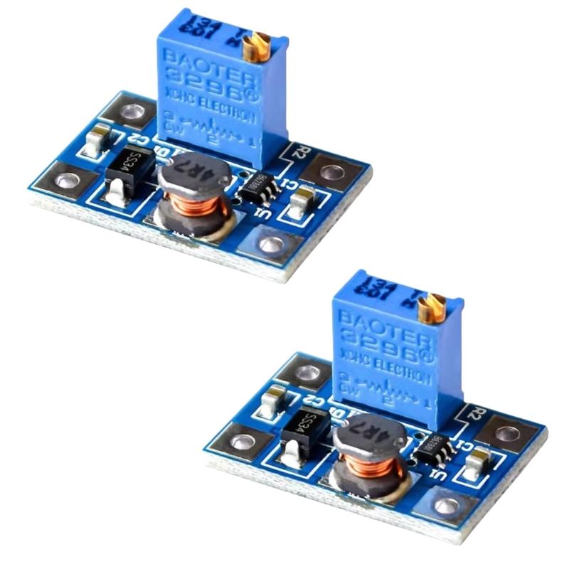 Pack of 2 SX1308 Boost Converters Module for Adjustable Voltages Boosting with Overheats and Short Circuits Safety
